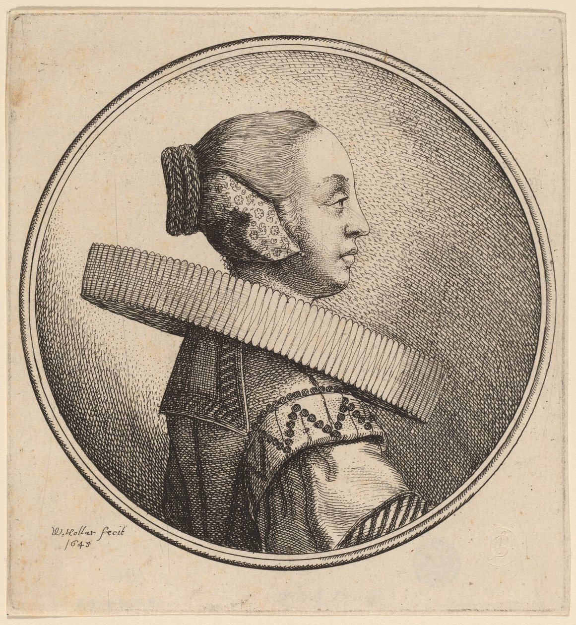 Kobieta z kryzą w profilu autorstwa Wenceslaus Hollar