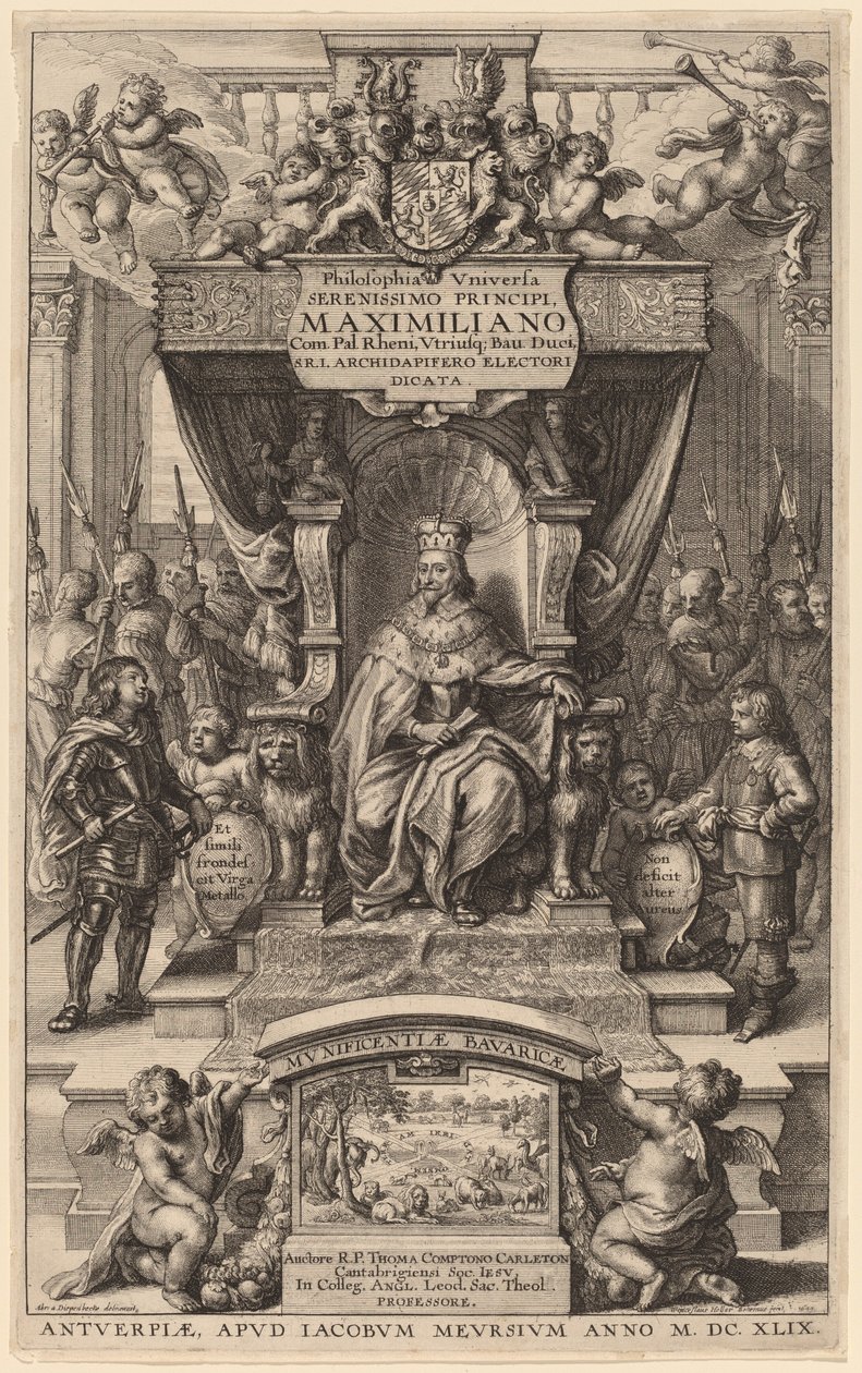 Strona tytułowa do "Filozofii Wszechświata" autorstwa Wenceslaus Hollar after Abraham van Diepenbeeck