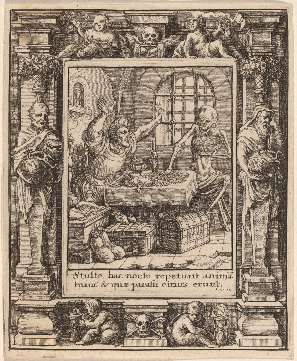 Skąpiec autorstwa Wenceslaus Hollar after Hans Holbein the Younger after Abraham van Diepenbeeck