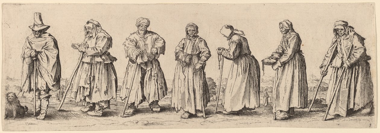 Żebracy mężczyźni i kobiety autorstwa Wenceslaus Hollar after Jacques Callot