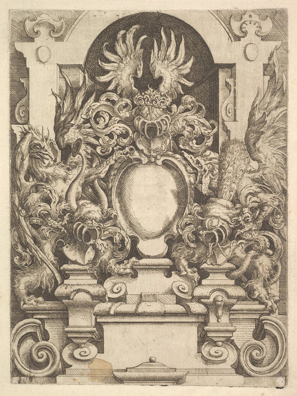 Projekt kartusza, płyta z Architektury Dietterlina, 1598. autorstwa Wendel Dietterlin the Elder