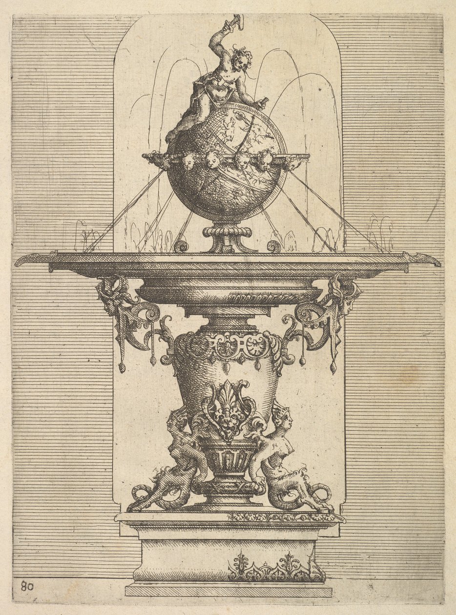 Projekt fontanny, tablica 80 z Architettury Dietterlina, 1598. autorstwa Wendel Dietterlin the Elder