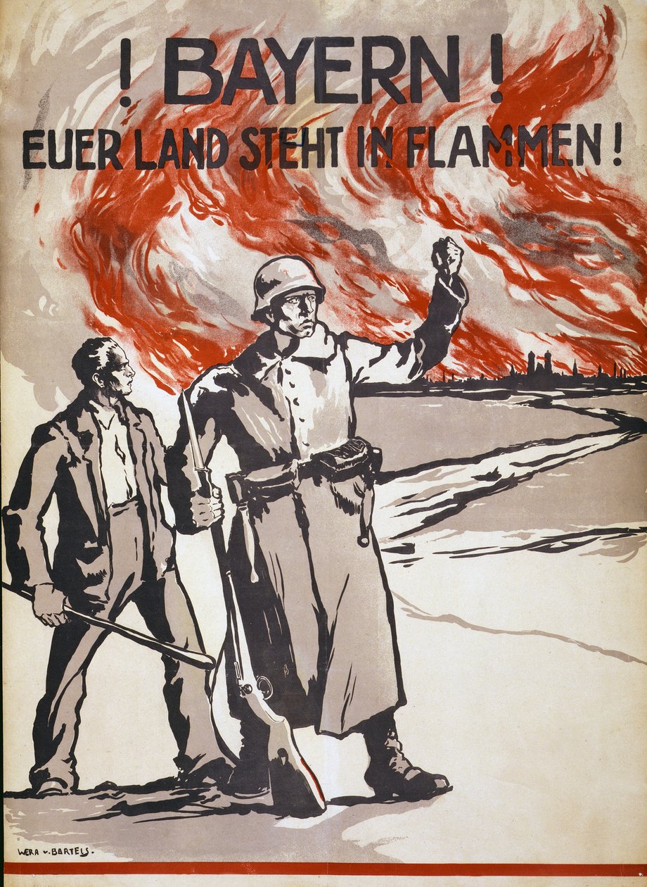Bawaria! Twój kraj płonie! Pub. Niemcy, ok.1918 autorstwa Wera von Bartels