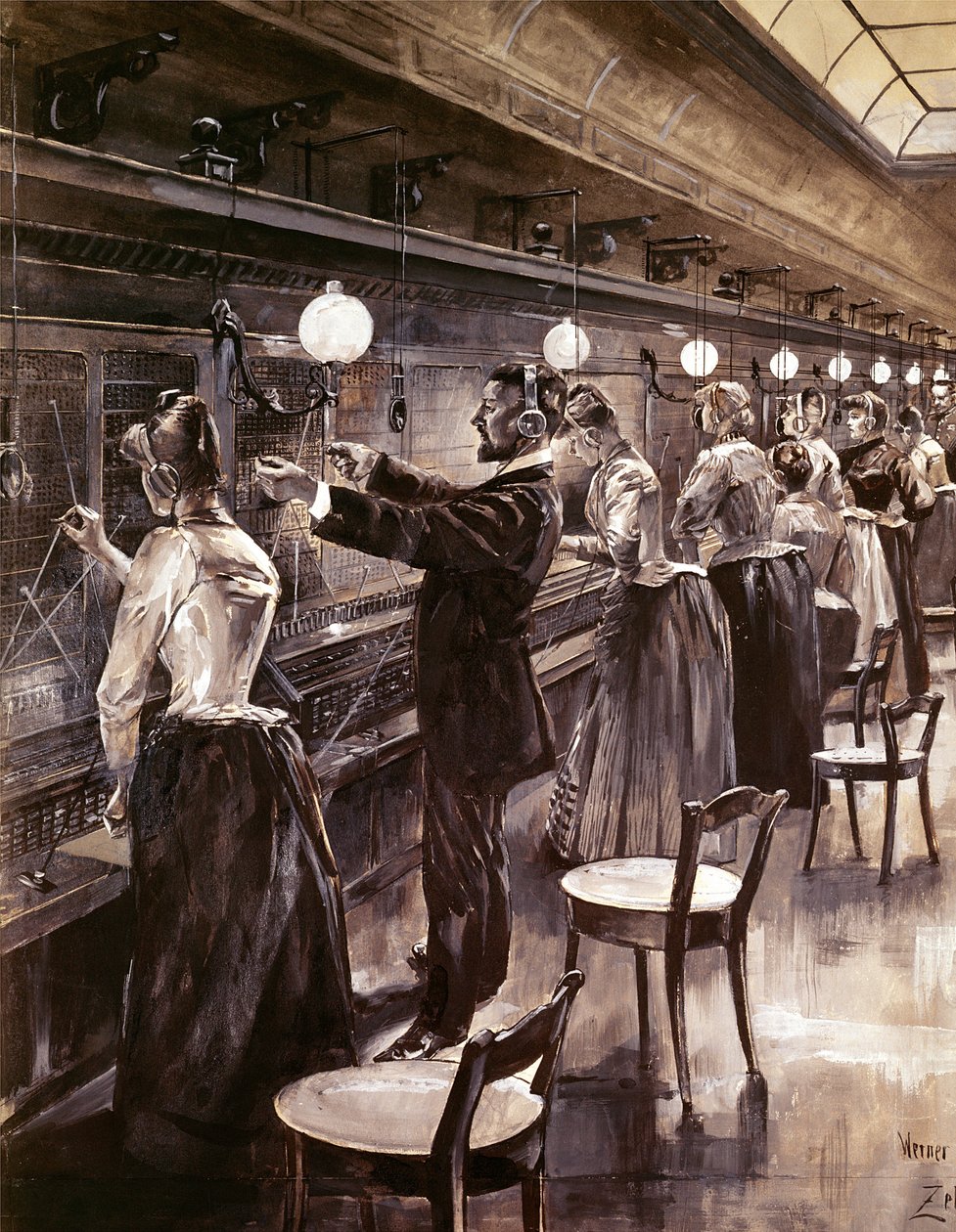 Centralna Centrala Telefoniczna w Berlinie, c.1890 autorstwa Werner Zehme