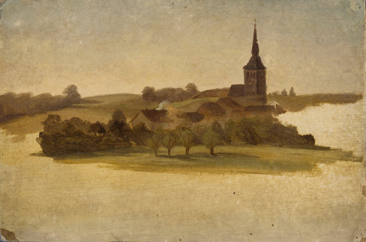 Widok w kierunku kościoła w Erkrath, studium autorstwa Werner Holmberg