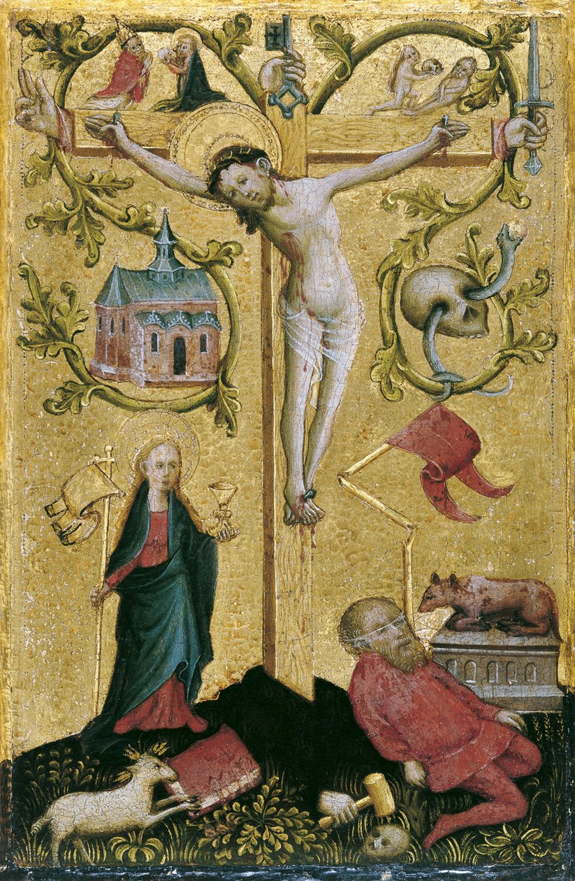 Chrystus na krzyżu jako Redemptor Mundi autorstwa Westphalian Master