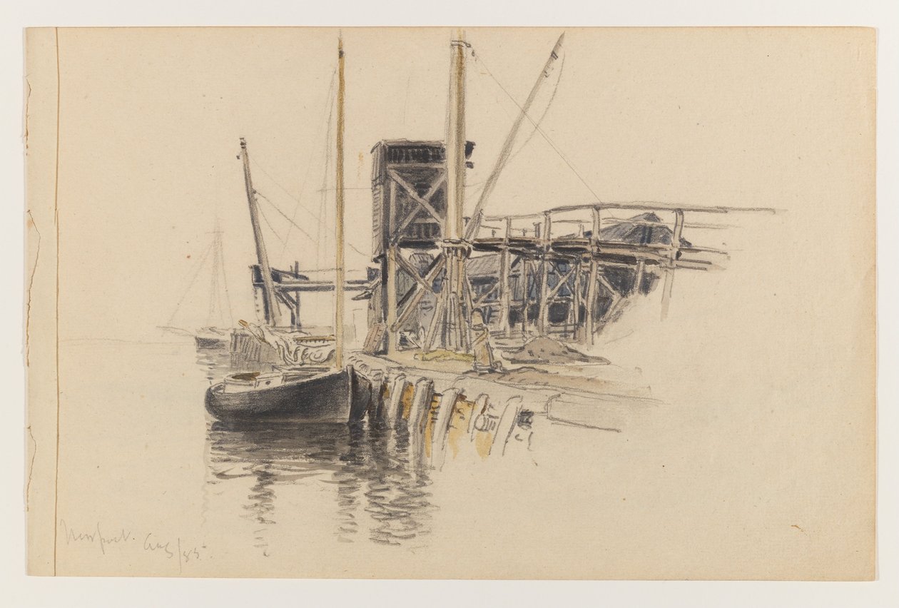 Zacumowana żaglówka, Newport autorstwa Whitney Warren
