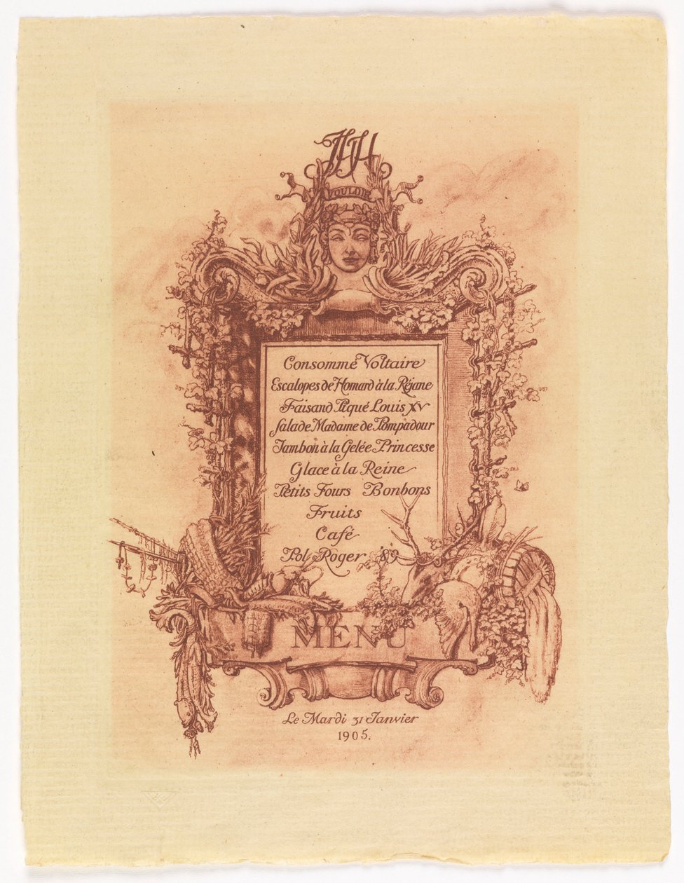 Menu na bal wydany przez Jamesa Hazena Hyde