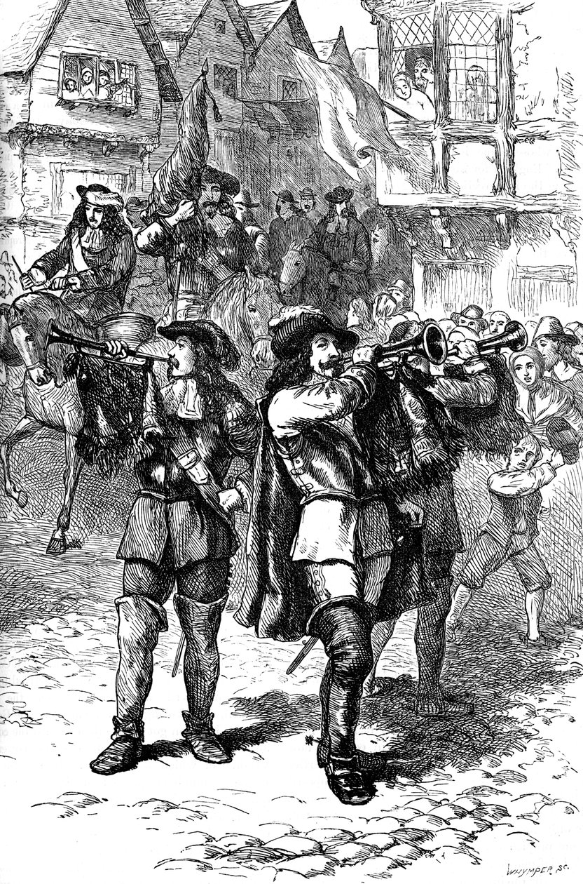 Jakub II proklamowany w Bostonie, 1685 c1880 autorstwa Whymper
