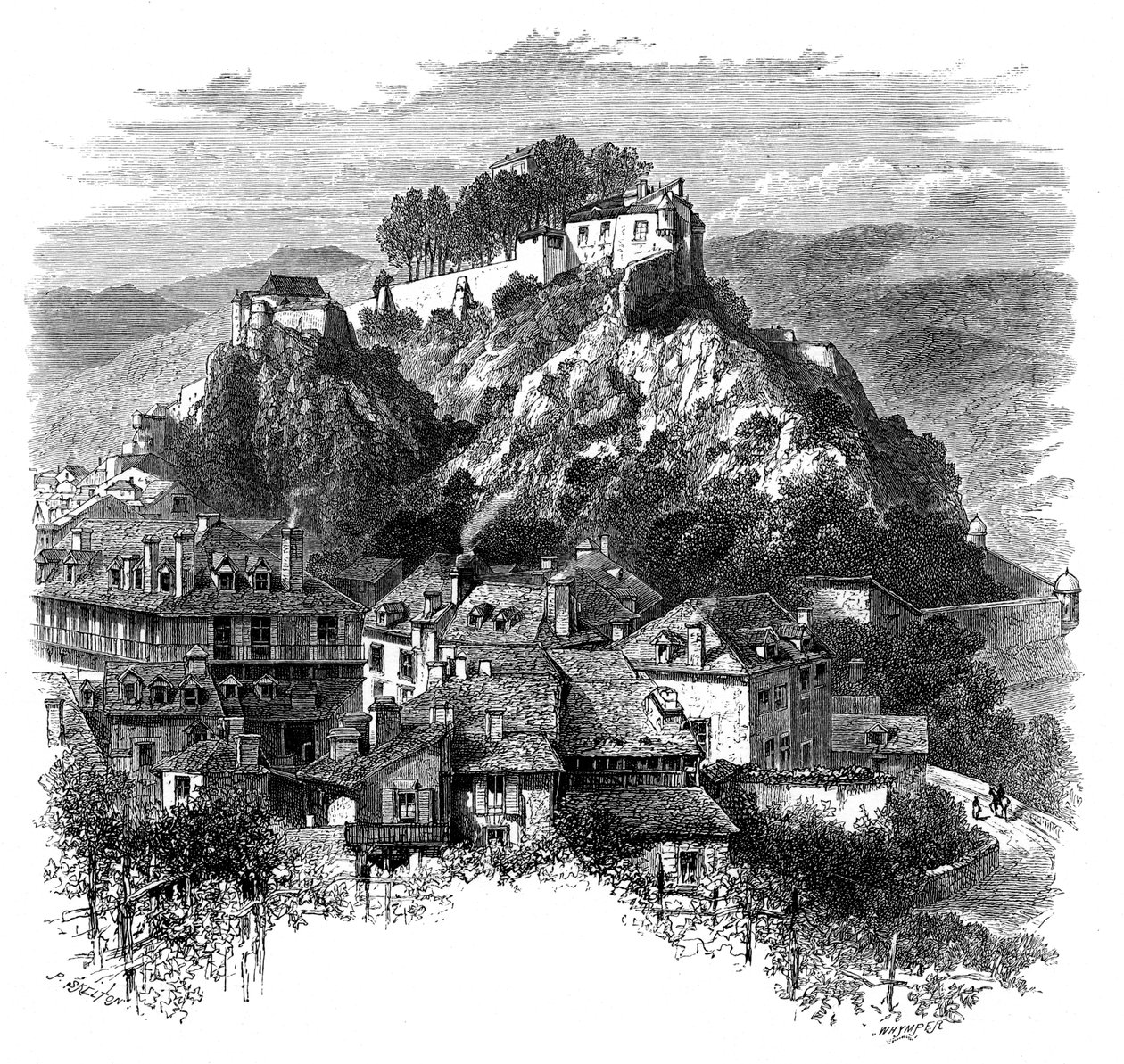 Zamek Lourdes, Francja, XIX wiek. autorstwa Whymper