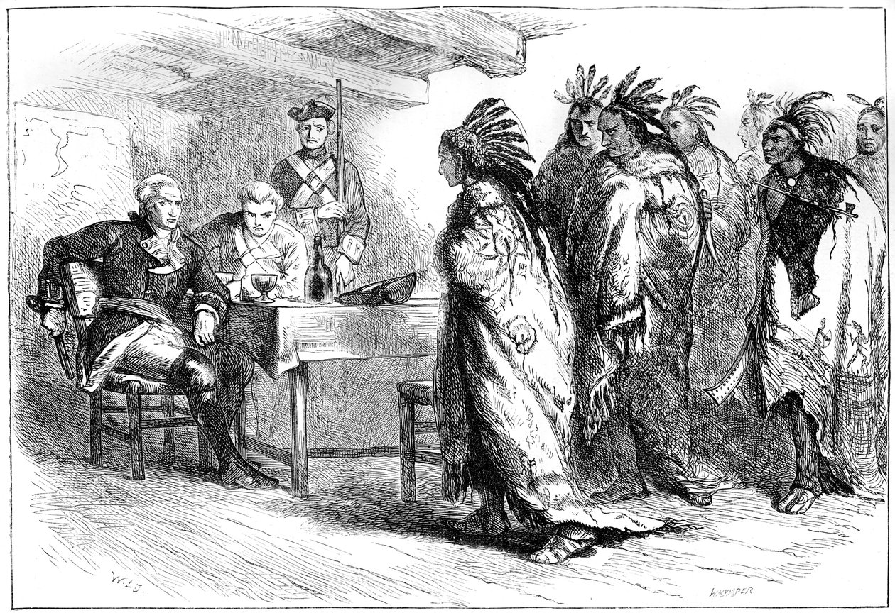 Wizyta Pontiaca i Indian u majora Gladwina, 1763-1880. autorstwa Whymper
