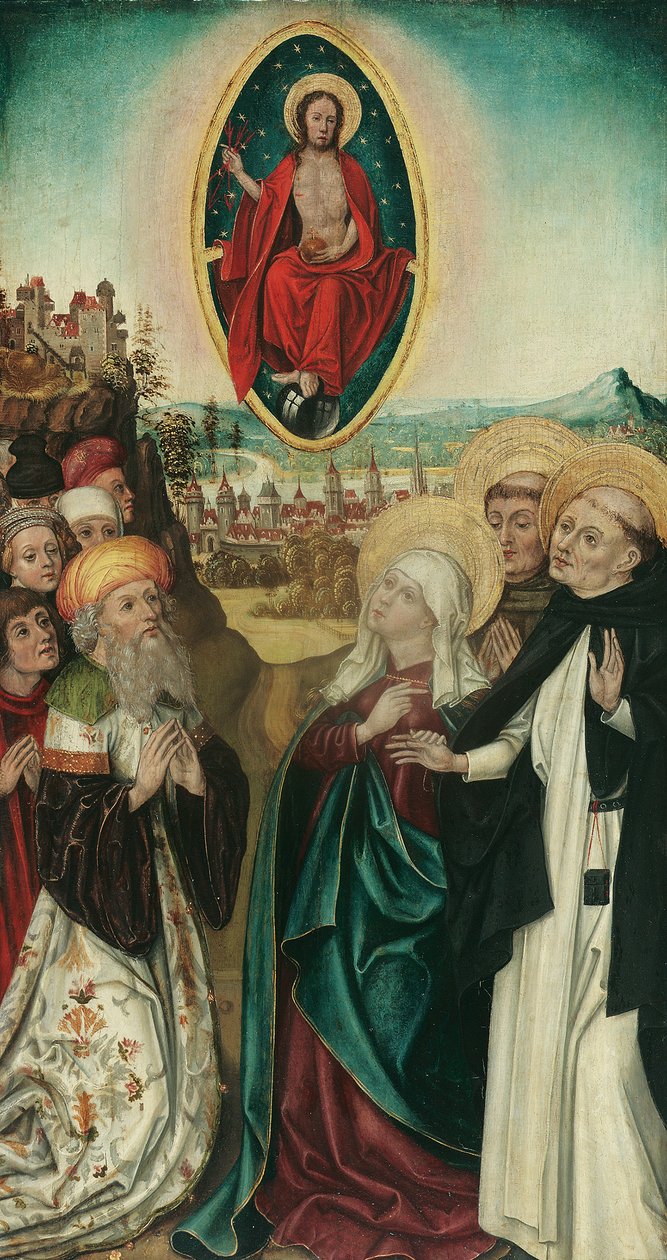 wizja st Dominik Chrystusa z trzema włóczniami autorstwa Wiener Maler (Umkreis Meister des Schottenaltars)