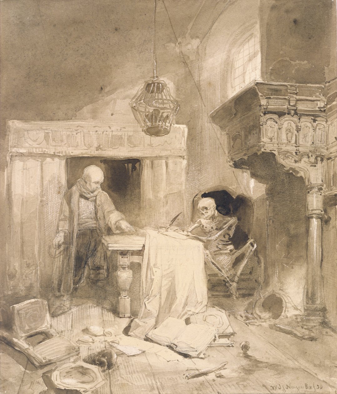 Filemon, 1838 (sepia i wash) autorstwa Wijnand Joseph Nuyen