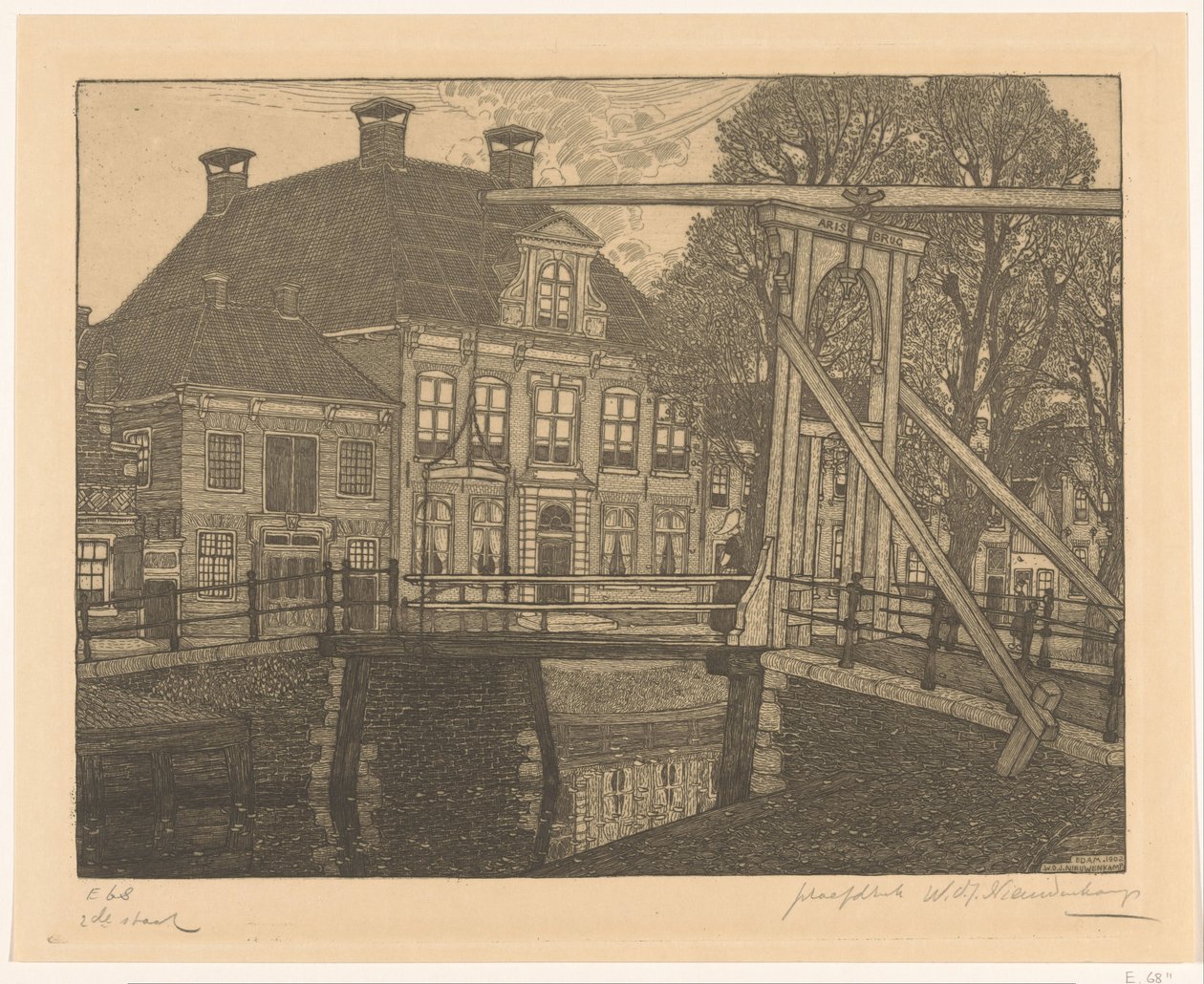 Most Aris i Port zewnętrzny w Edamie Rezydencja (tytuł oryginalny) autorstwa Wijnand Otto Jan Nieuwenkamp (signed by artist)