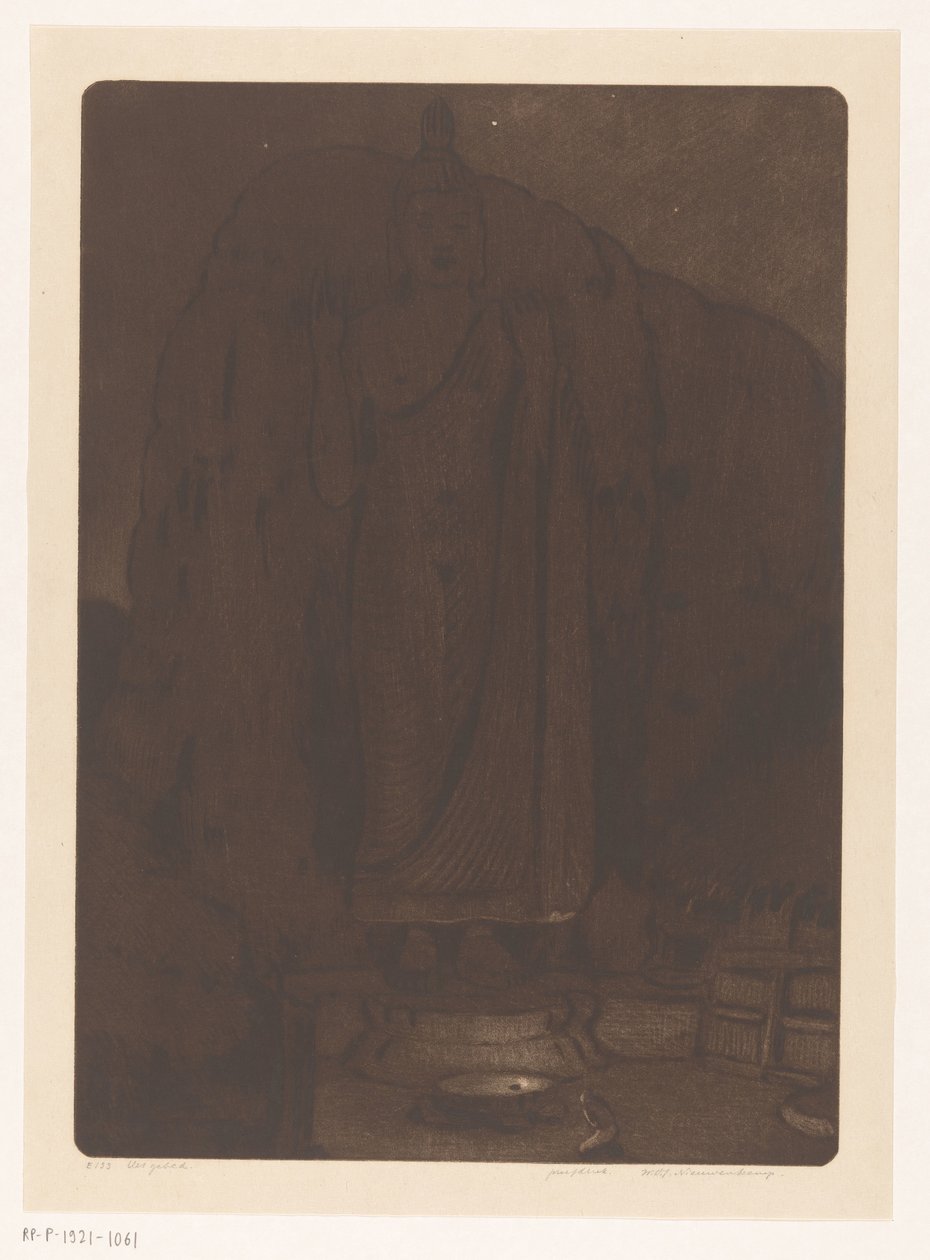 Beeld van de boeddha Avukana bij Kekirawa na Sri Lance Het gebed (tytuł oryginalny) autorstwa Wijnand Otto Jan Nieuwenkamp (signed by artist)
