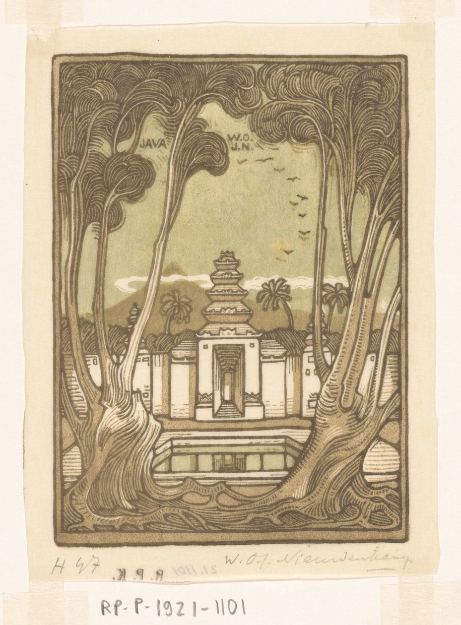 Cmentarz w Jogyakarcie na Jawie Holy Cemetery, Jawa (tytuł oryginalny) autorstwa Wijnand Otto Jan Nieuwenkamp (signed by artist)