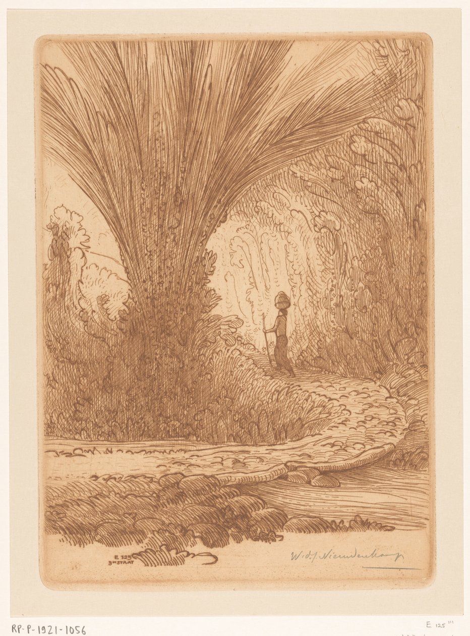 Zarośnięte zbocze góry w Bali W górach (tytuł oryginalny) autorstwa Wijnand Otto Jan Nieuwenkamp (signed by artist)