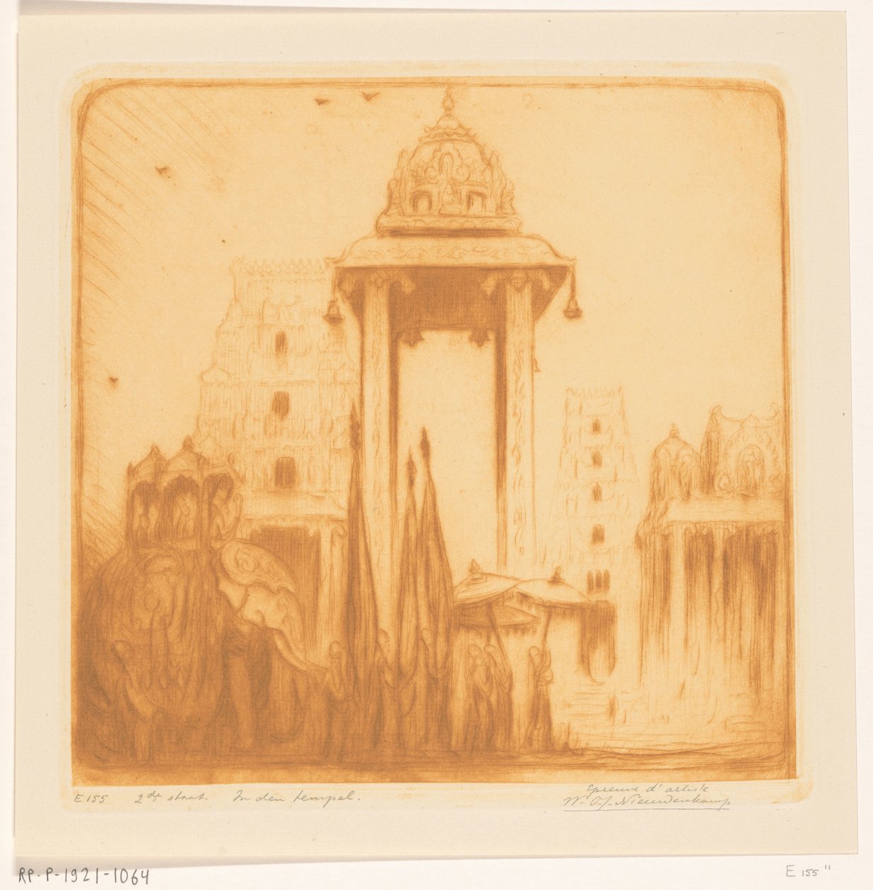 Wewnętrzny dziedziniec świątyni w Indiach Brytyjskich W świątyni (tytuł oryginalny) autorstwa Wijnand Otto Jan Nieuwenkamp (signed by artist)