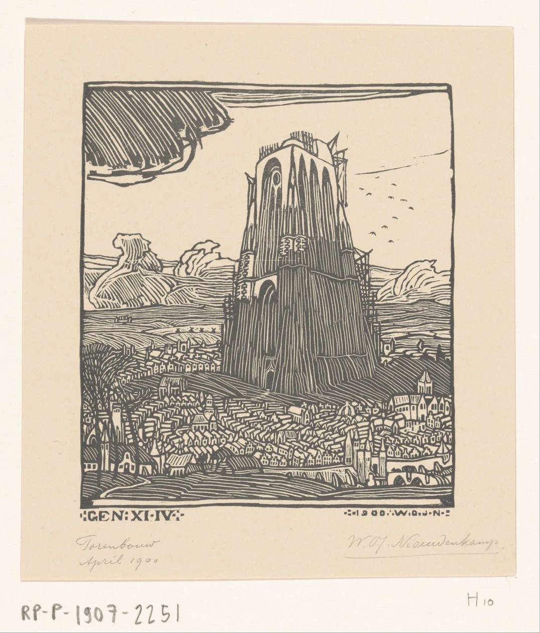 Budowa wieży Babel Budynek wieży (tytuł oryginalny) autorstwa Wijnand Otto Jan Nieuwenkamp (signed by artist)