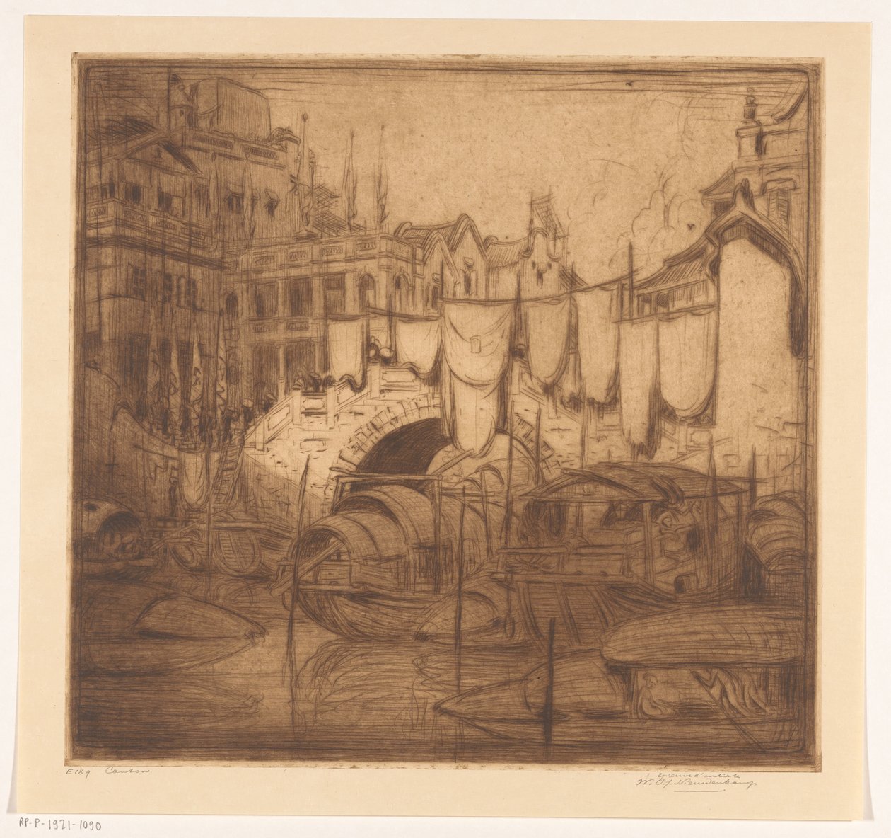 Most nad rzeką w kantonie Kanton (tytuł oryginalny) autorstwa Wijnand Otto Jan Nieuwenkamp (signed by artist)