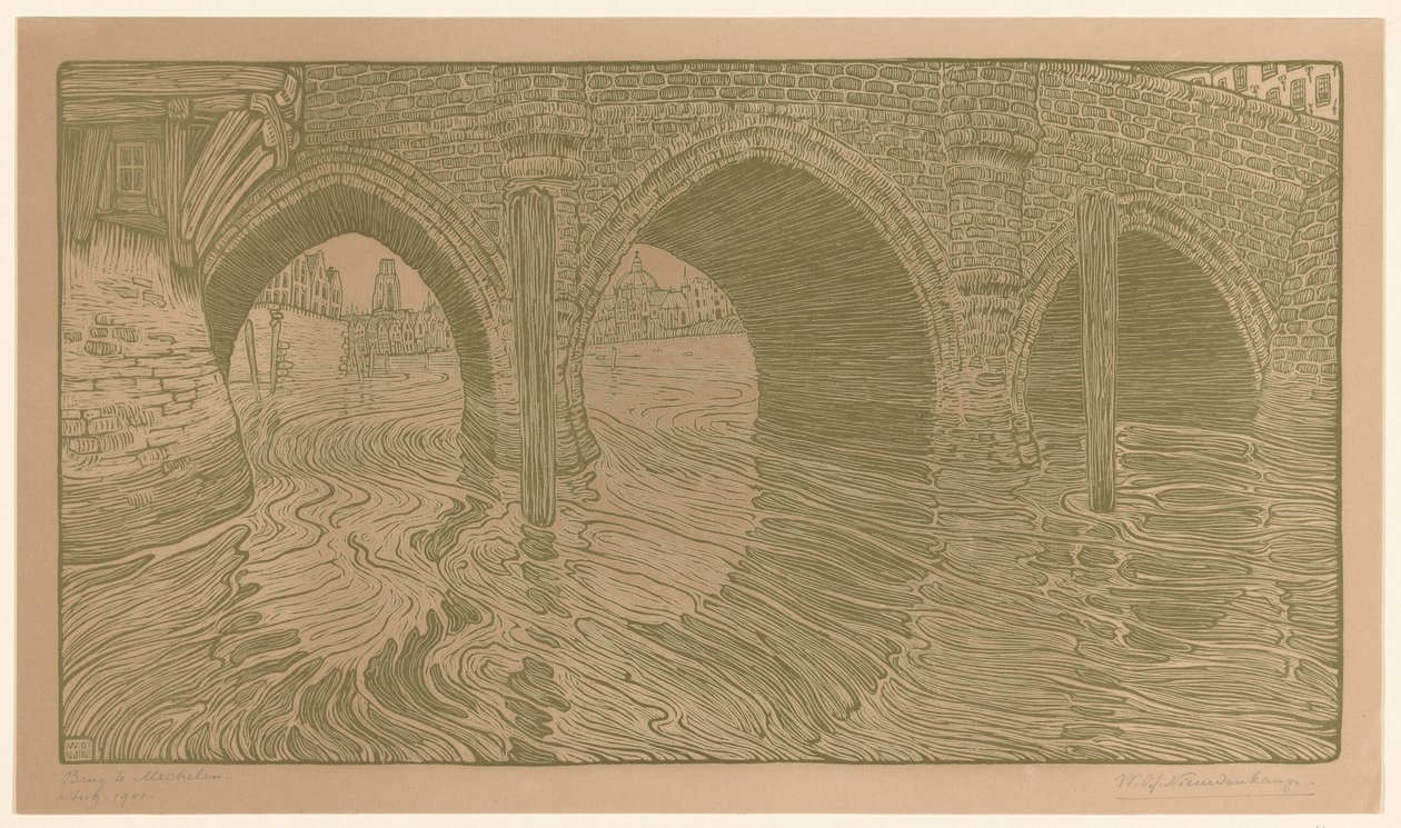 Most w Mechelen (tytuł oryginalny) autorstwa Wijnand Otto Jan Nieuwenkamp (signed by artist)