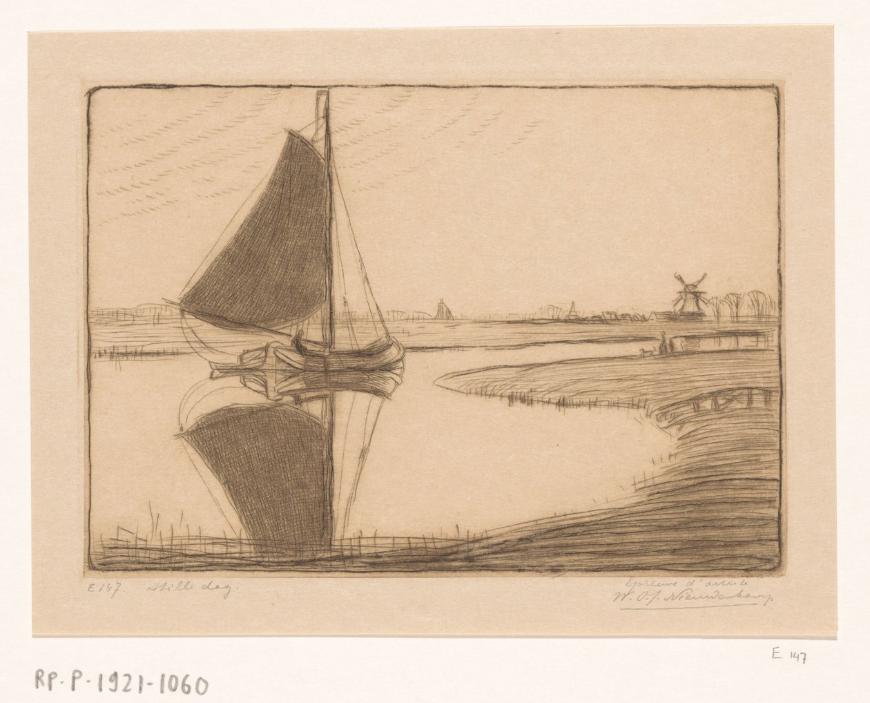 Drecht Cichy dzień (tytuł oryginalny) autorstwa Wijnand Otto Jan Nieuwenkamp (signed by artist)