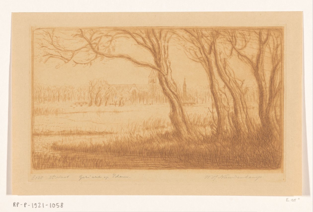 Widok na Edam (tytuł oryginalny) autorstwa Wijnand Otto Jan Nieuwenkamp (signed by artist)