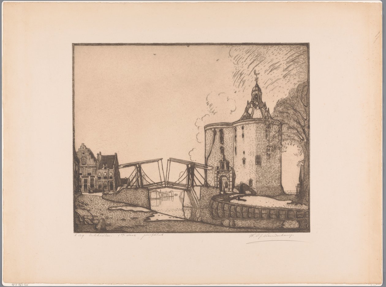 Widok Drommedaris w Enkhuizen Enkhuizen, Dromader (oryginalny tytuł na obiekcie) autorstwa Wijnand Otto Jan Nieuwenkamp (signed by artist)