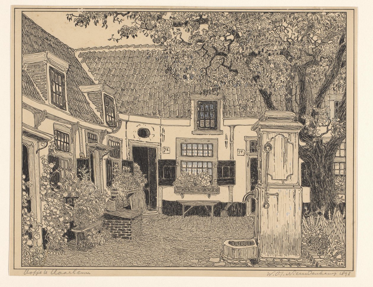 Hofje van Loo w Haarlemie autorstwa Wijnand Otto Jan Nieuwenkamp (signed by artist)