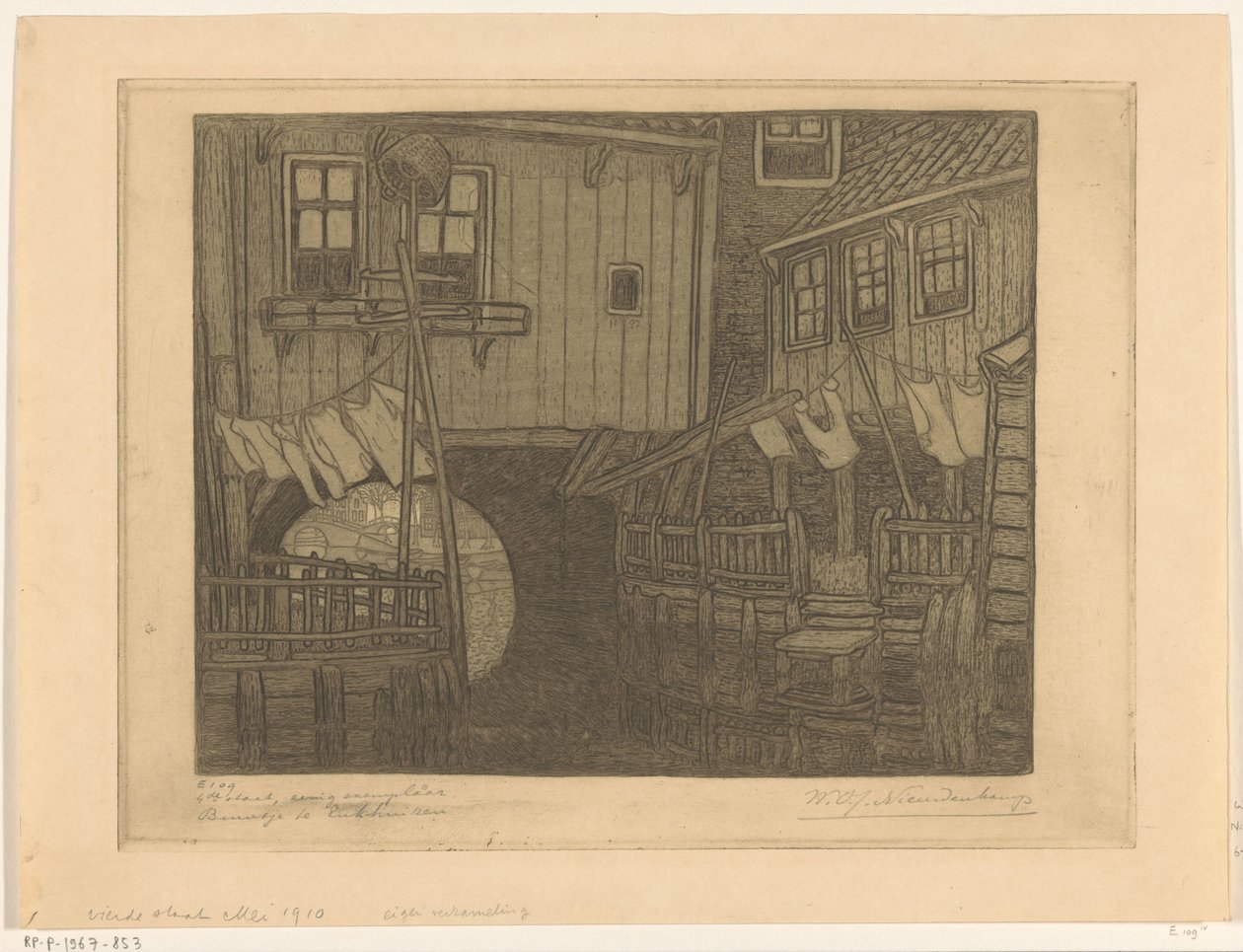 Domy w porcie Enkhuizen Dzielnica w Enkhuizen (tytuł oryginalny) autorstwa Wijnand Otto Jan Nieuwenkamp (signed by artist)