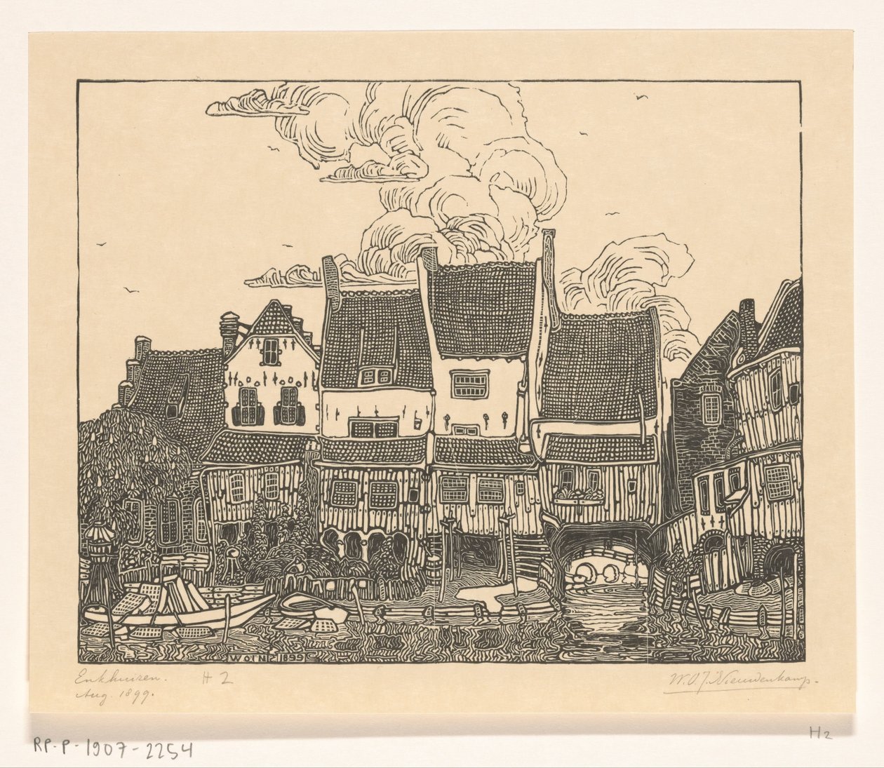 Domy w porcie Enkhuizen Port w Enkhuizen (oryginalny tytuł) autorstwa Wijnand Otto Jan Nieuwenkamp (signed by artist)