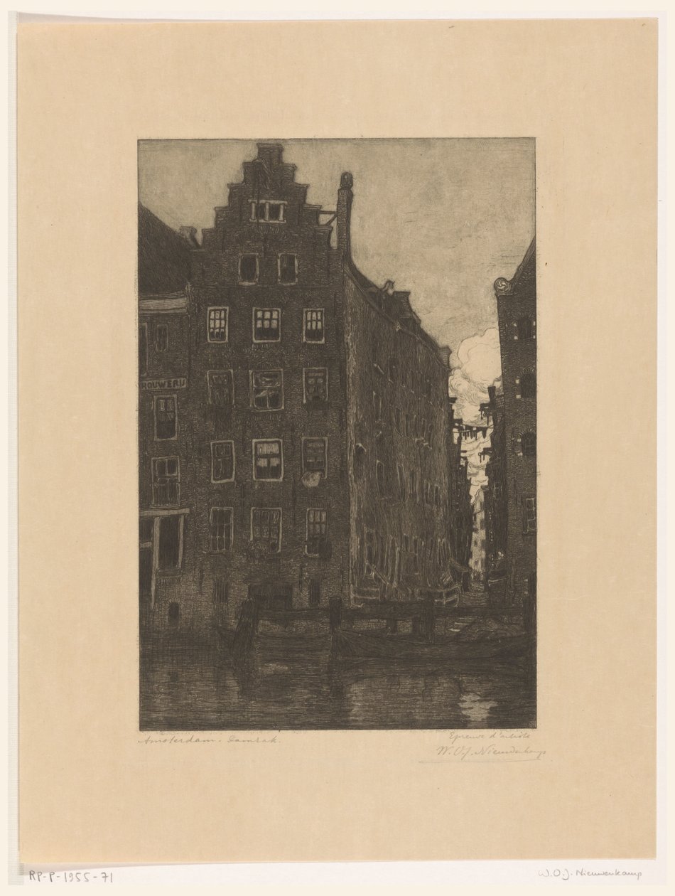 Domy na Damrak w Amsterdamie Nad Damrak (tytuł oryginalny) autorstwa Wijnand Otto Jan Nieuwenkamp (signed by artist)