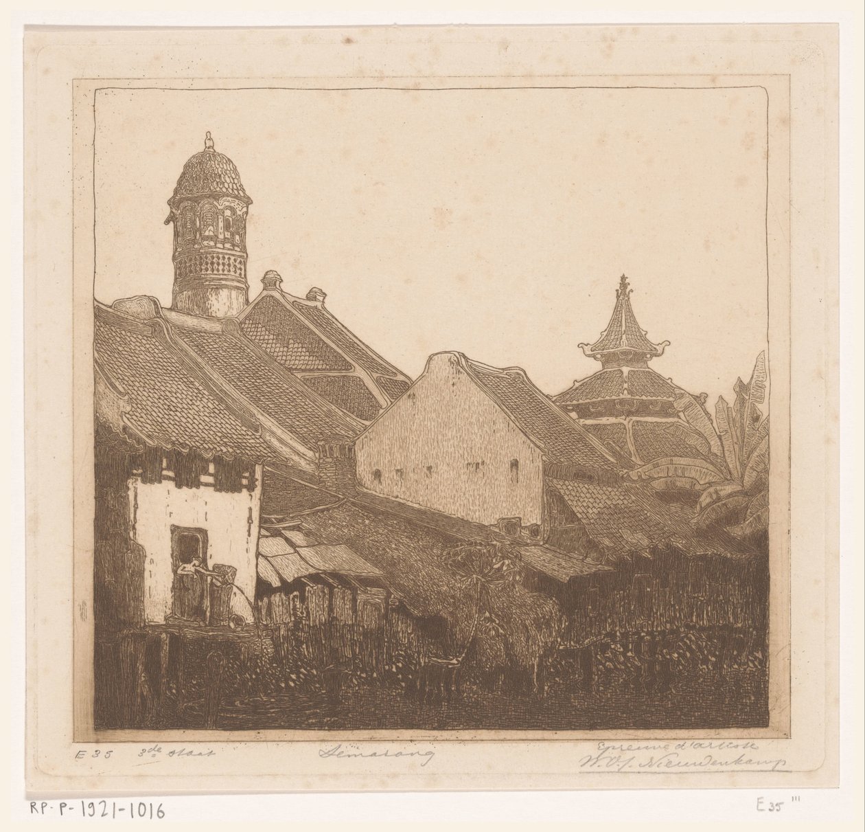 Domy na wodzie w Semarang W Semarang (tytuł oryginalny) autorstwa Wijnand Otto Jan Nieuwenkamp (signed by artist)