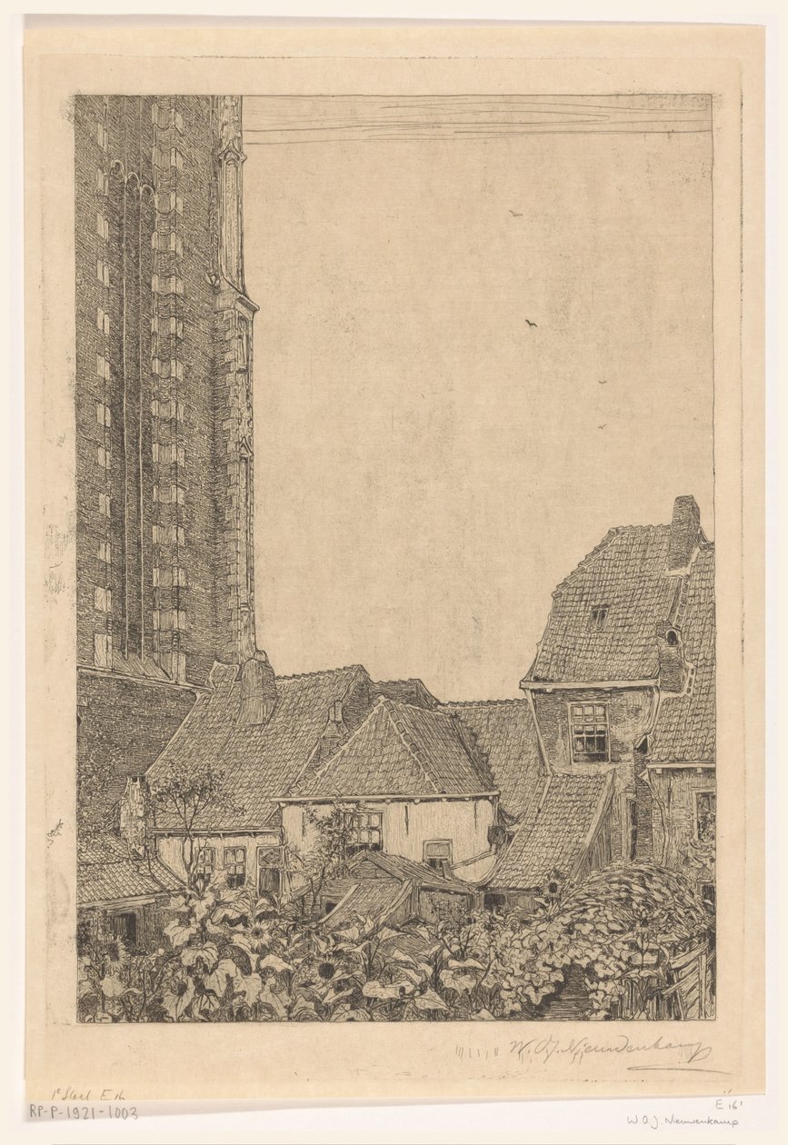 Domy w Onze-Lieve-Vrouwetoren w Amersfoort U stóp wieży (tytuł oryginalny) autorstwa Wijnand Otto Jan Nieuwenkamp (signed by artist)