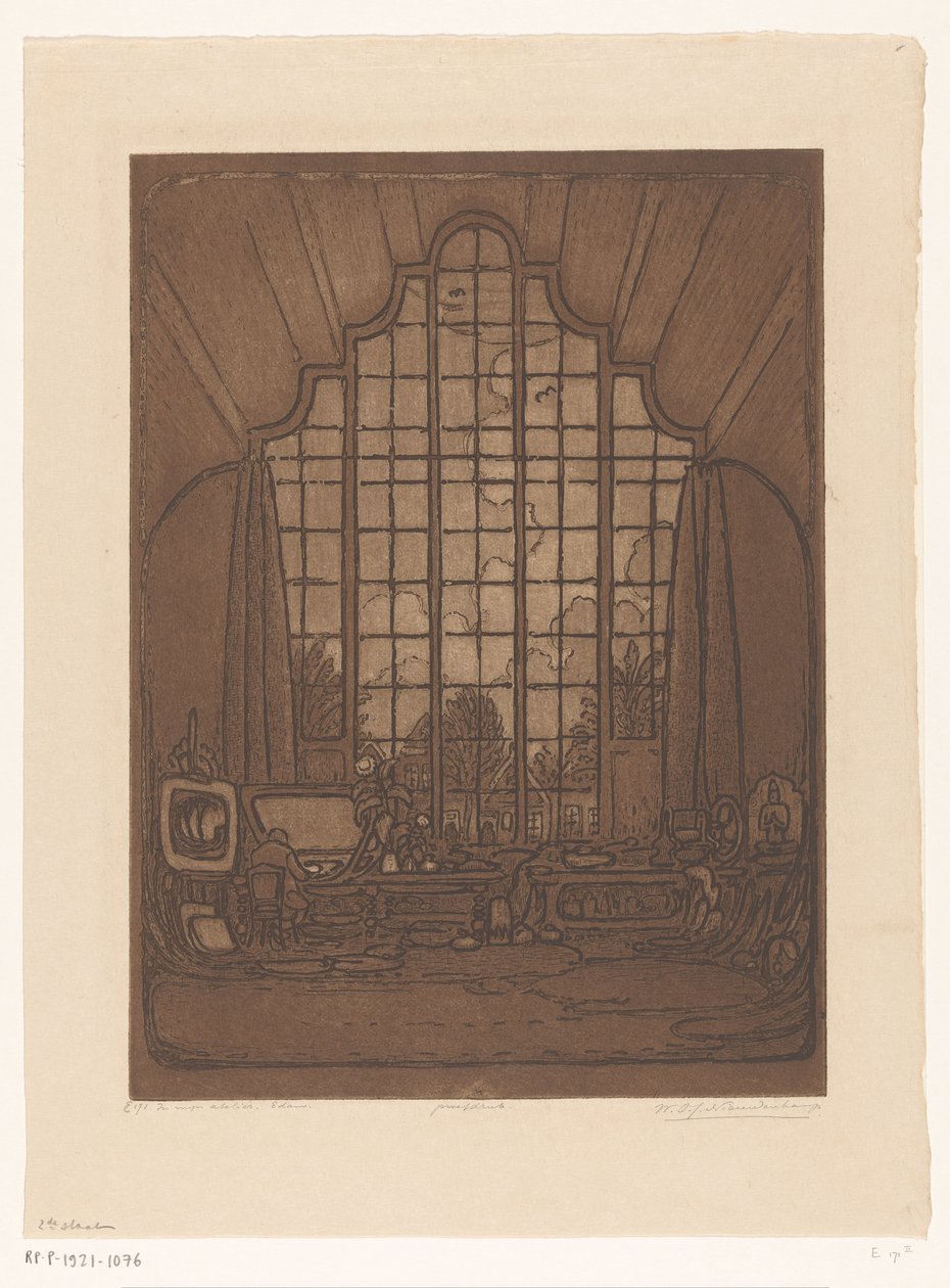 Wnętrze pracowni Wijnanda Otto Jana Nieuwenkampa w Het Marken w Edamie W moim studio Edam (tytuł oryginalny) autorstwa Wijnand Otto Jan Nieuwenkamp (signed by artist)