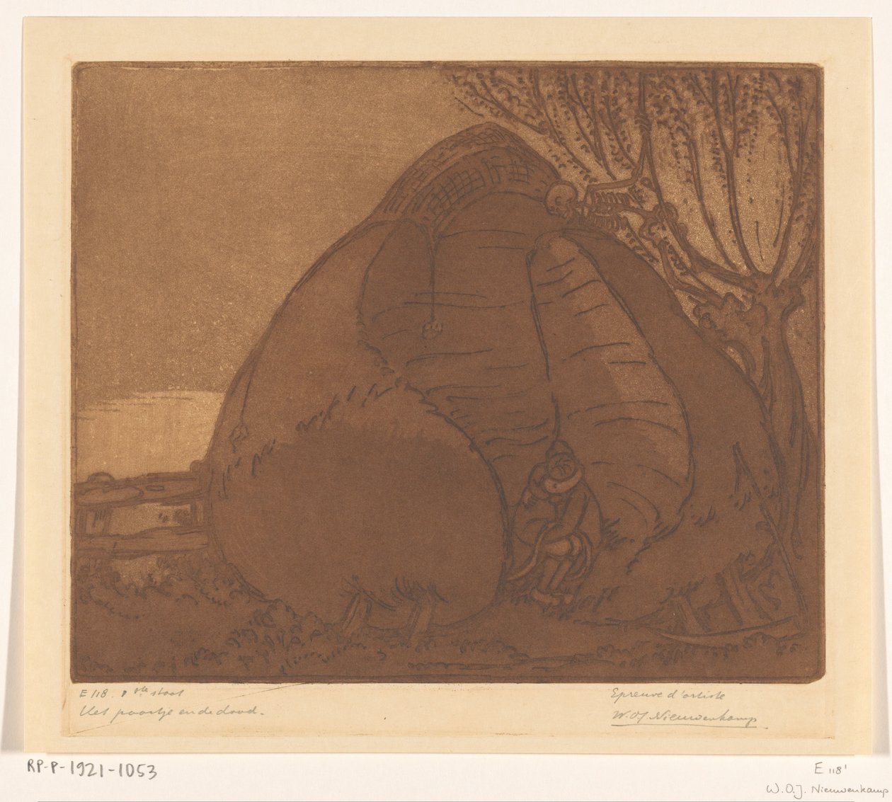 Mężczyzna i kobieta szpiegowani przez Śmierć Para i Śmierć (tytuł oryginalny) autorstwa Wijnand Otto Jan Nieuwenkamp (signed by artist)