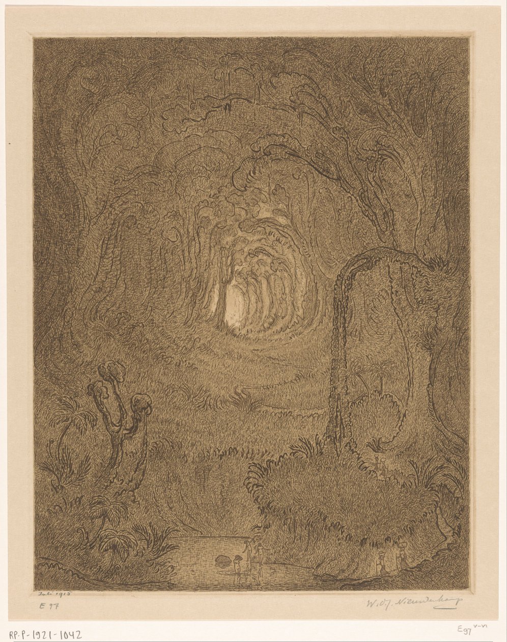 Dżungla w Javie W dżungli (tytuł oryginalny) autorstwa Wijnand Otto Jan Nieuwenkamp (signed by artist)