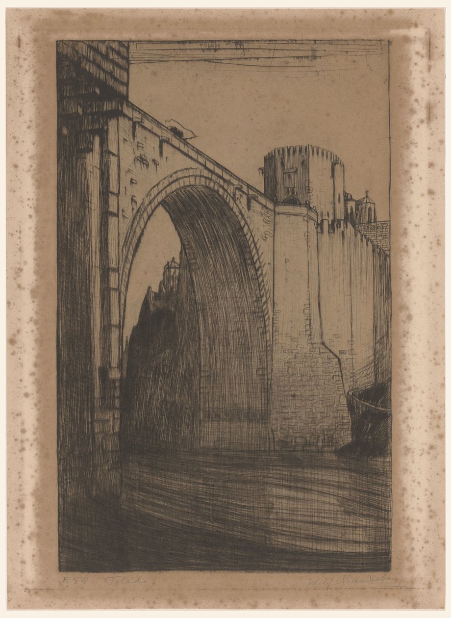Most Alcantara nad Taag w Toledo Toledo, de oude brug (tytuł oryginalny) autorstwa Wijnand Otto Jan Nieuwenkamp (signed by artist)