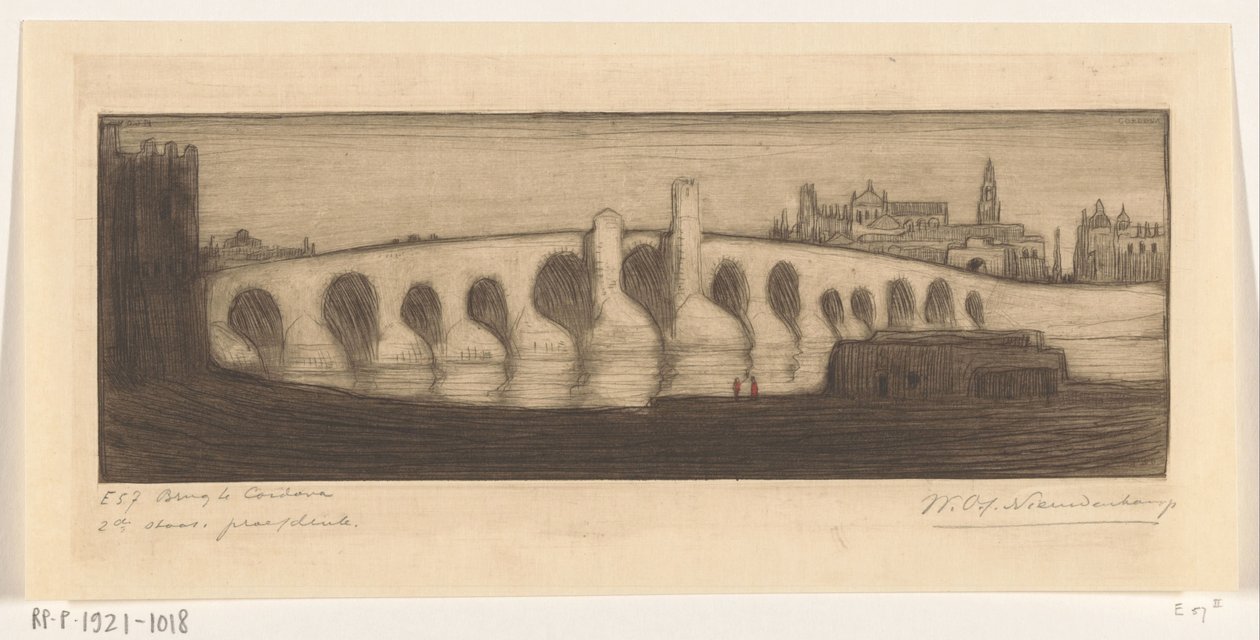Romein brug nad Gwadalkiwirem w Kordobie Brug te Cordova (tytuł oryginalny) autorstwa Wijnand Otto Jan Nieuwenkamp (signed by artist)