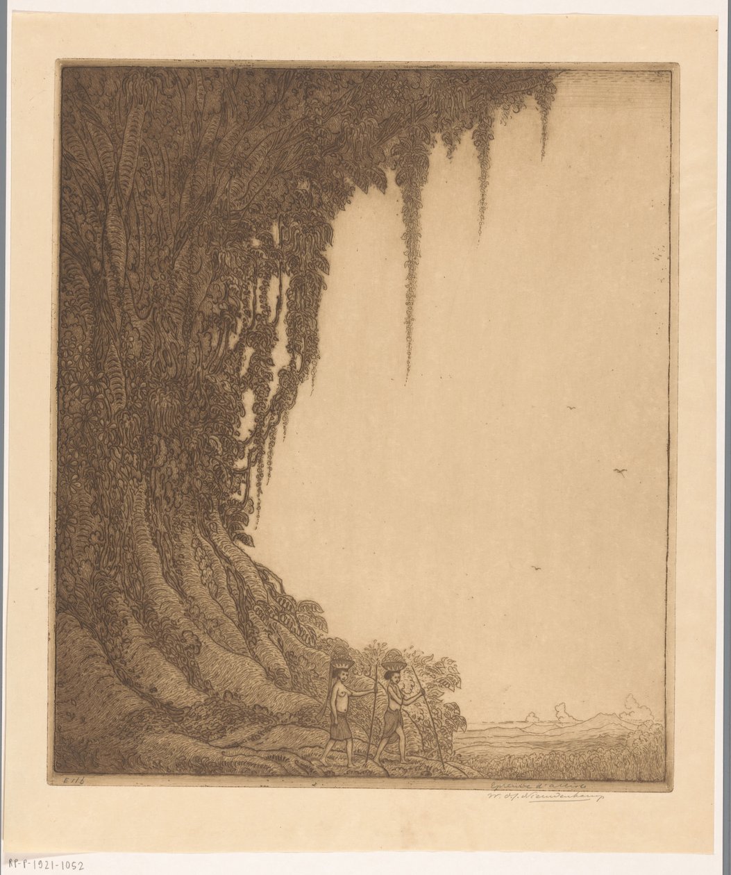 Dwie kobiety z miską owoców na głowie na Bali The Fruit Bearer (tytuł oryginalny) autorstwa Wijnand Otto Jan Nieuwenkamp (signed by artist)