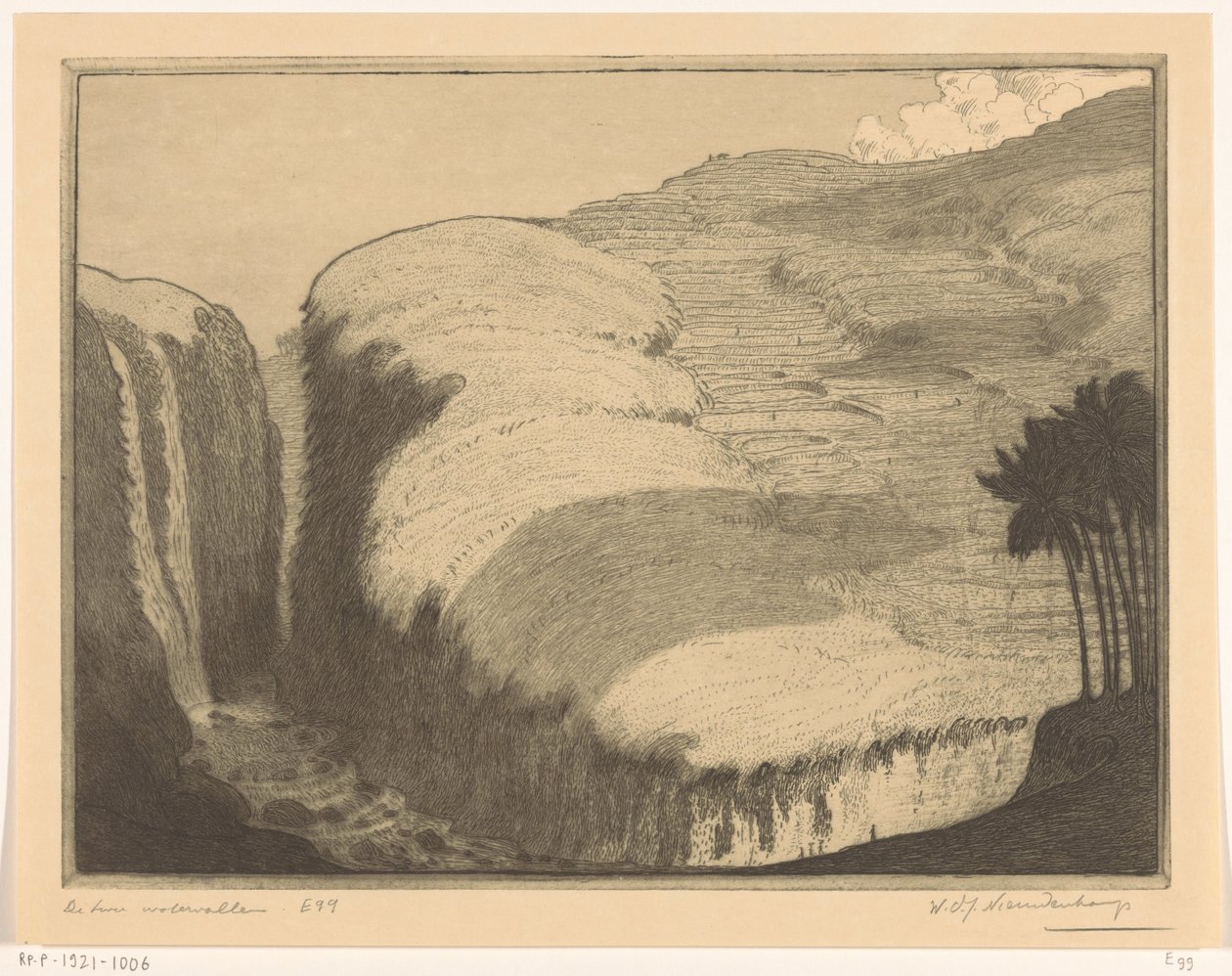 Dwa wodospady w Gianyar na Bali Dwa wodospady (tytuł oryginalny) autorstwa Wijnand Otto Jan Nieuwenkamp (signed by artist)