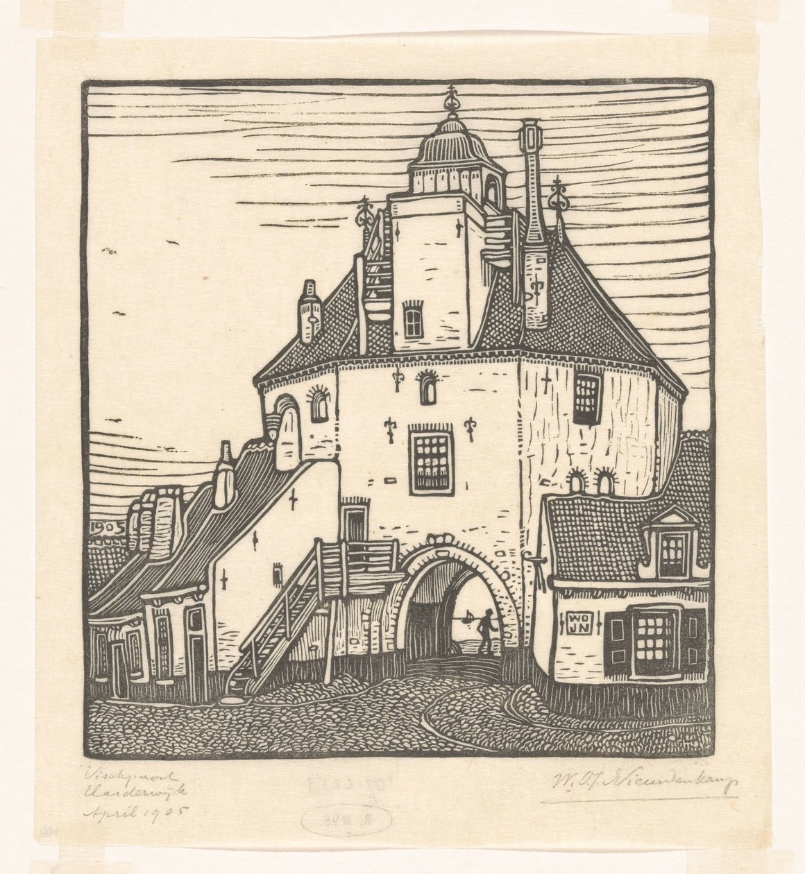 Port rybacki w Harderwijk Het Vischpoortje, Harderwijk (tytuł oryginalny) autorstwa Wijnand Otto Jan Nieuwenkamp (signed by artist)