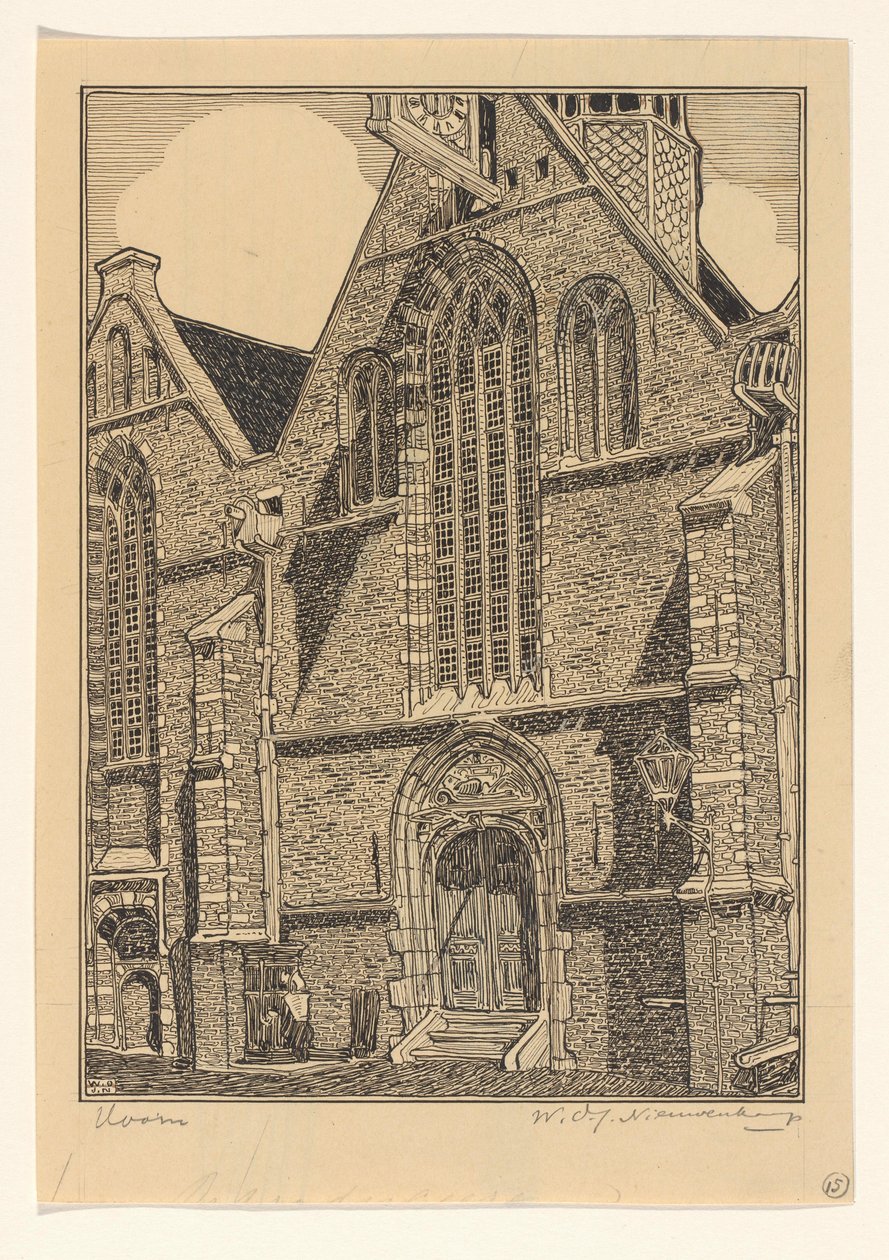 Zachodnia fasada Noorderkerk w Hoorn autorstwa Wijnand Otto Jan Nieuwenkamp (signed by artist)