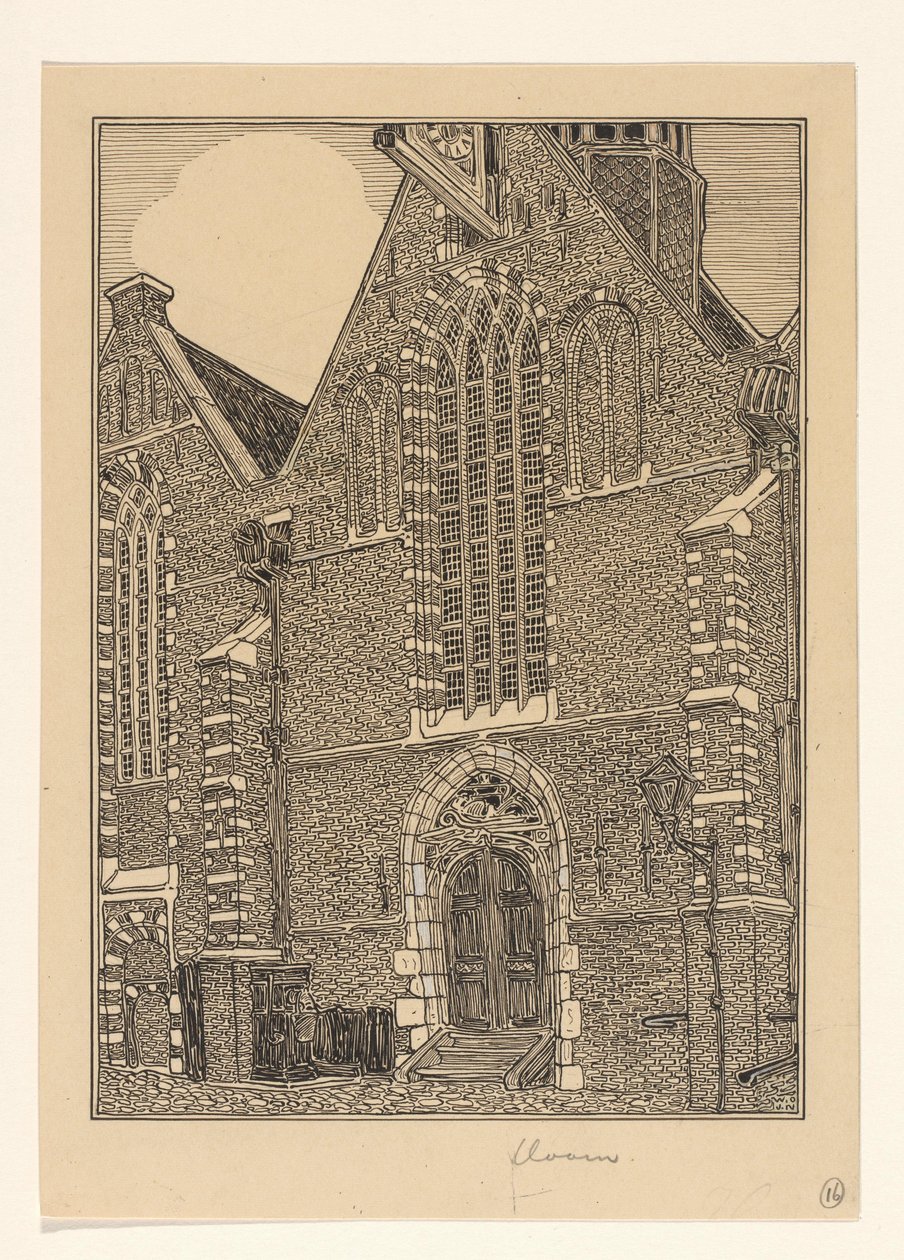 Zachodnia fasada Noorderkerk w Hoorn autorstwa Wijnand Otto Jan Nieuwenkamp (signed by artist)