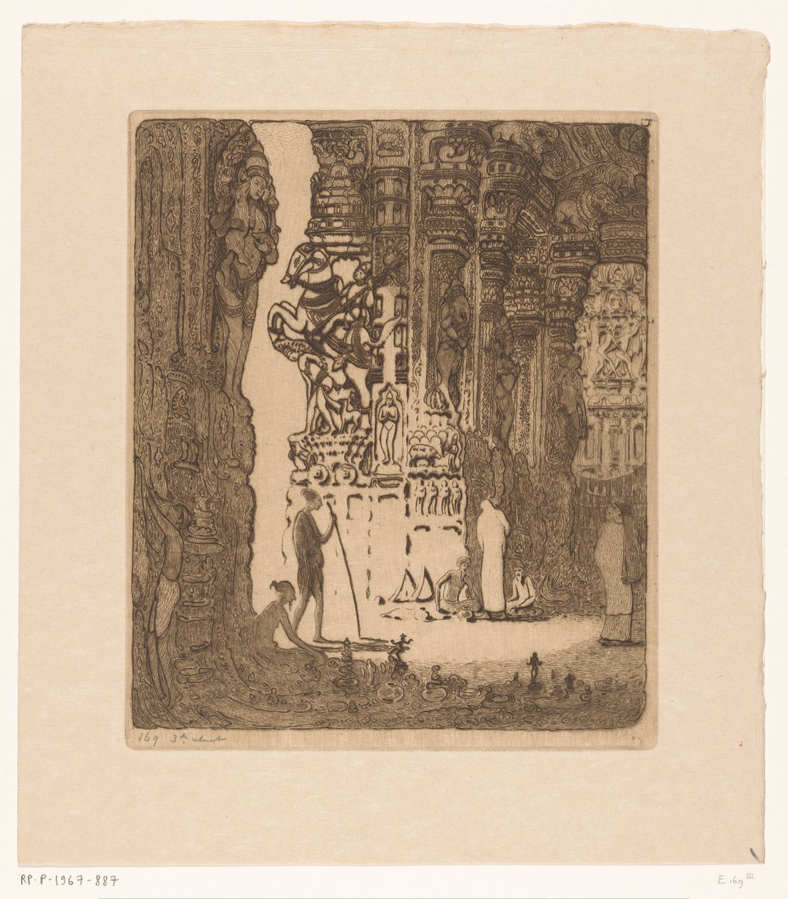 Rzeźbione kolumny na bazarze w Madurai Bazar, Madura (tytuł oryginalny) autorstwa Wijnand Otto Jan Nieuwenkamp