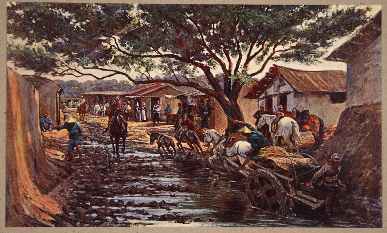 Rosyjska kolonia w Mukden, ilustracja z „Manchuria: obrazy z wojny rosyjsko-japońskiej”, red. A. Martynoff, St. Petersburg, 1907 autorstwa Wiktor Mazourowsky