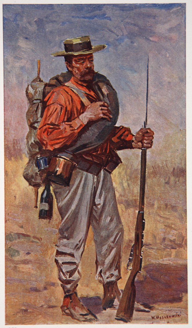 Rosyjski ochotnik w pobliżu Liao-Yang, ilustracja z „Mandżurii: obrazy z wojny rosyjsko-japońskiej”, red. A. Martynoff, St. Petersburg, 1907 autorstwa Wiktor Mazourowsky