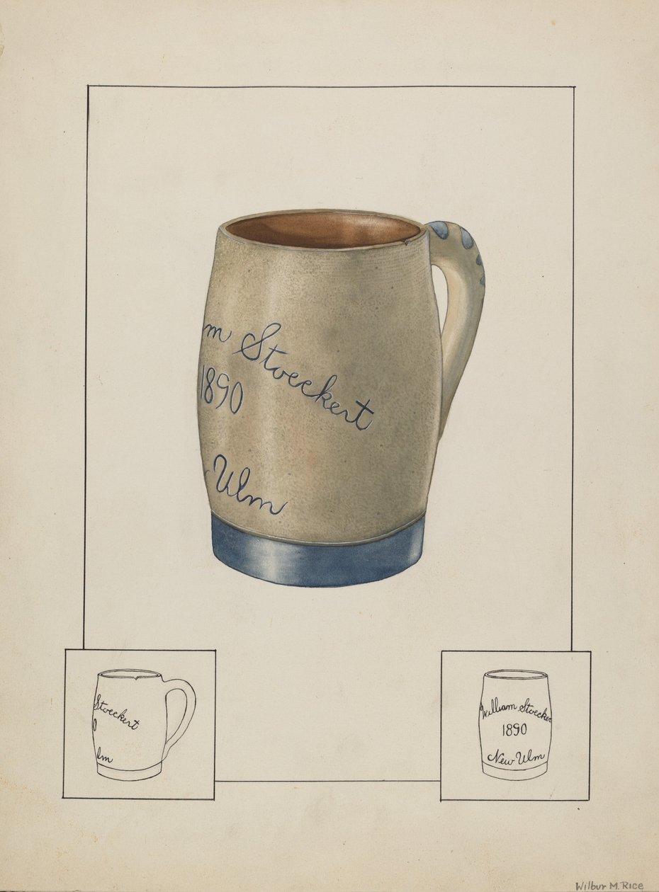 Ceramiczny kufel do piwa, ca. 1938. autorstwa Wilbur M Rice