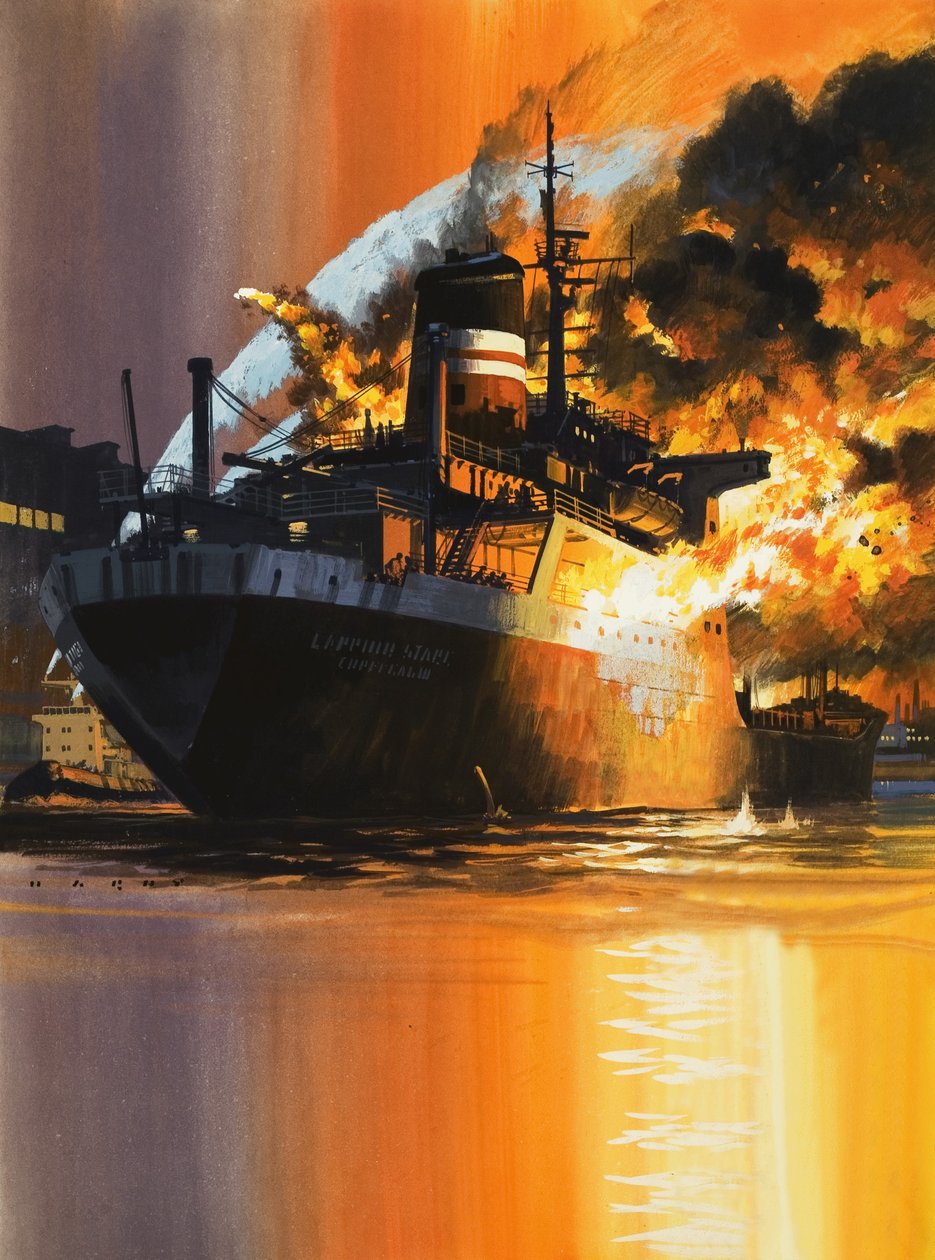Blazing Ship autorstwa Wilf (20th century) Hardy