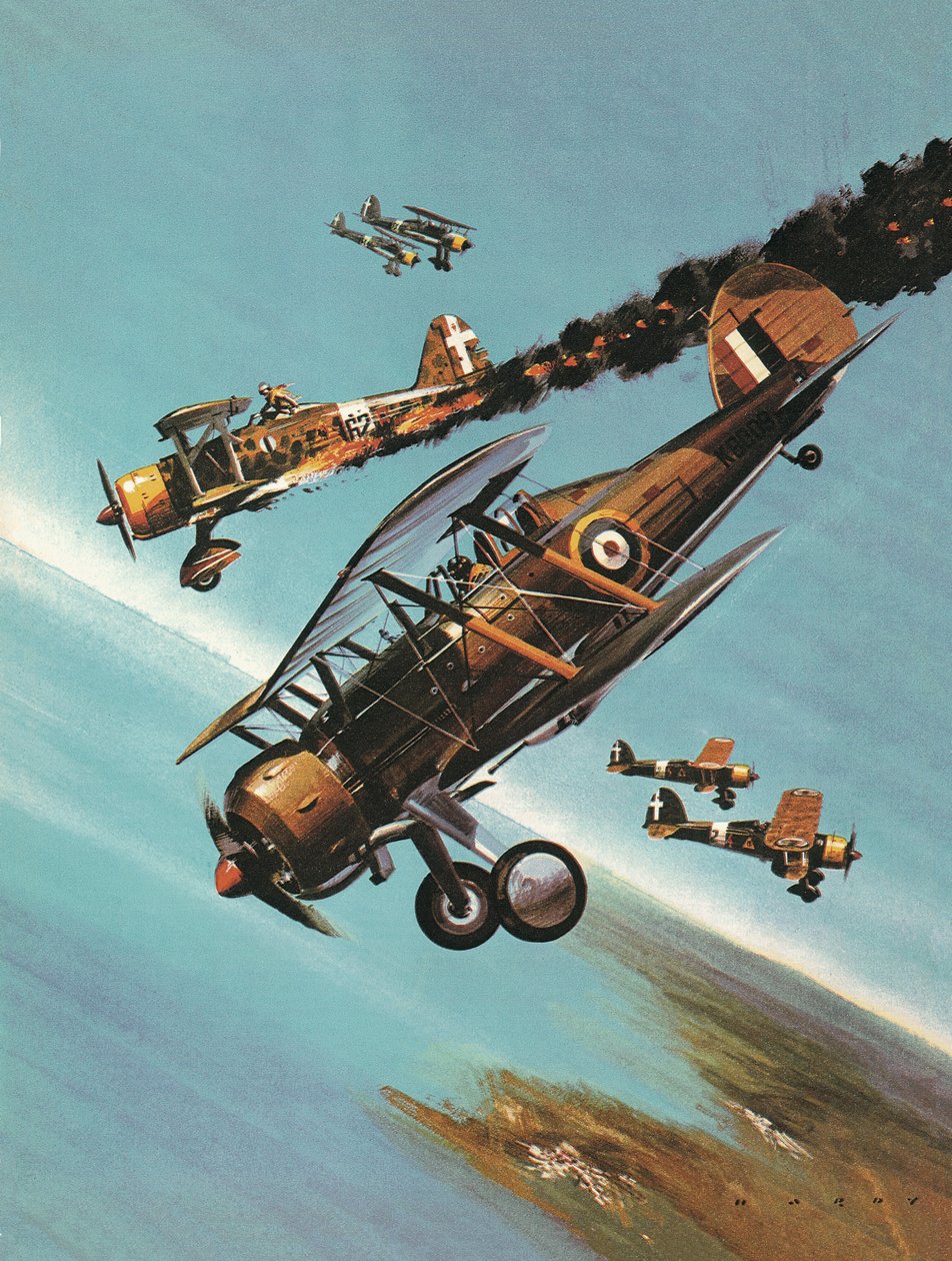 Słynne samoloty i ich piloci: Gloster Gladiator -- Squadron Leader Pattle autorstwa Wilf (20th century) Hardy